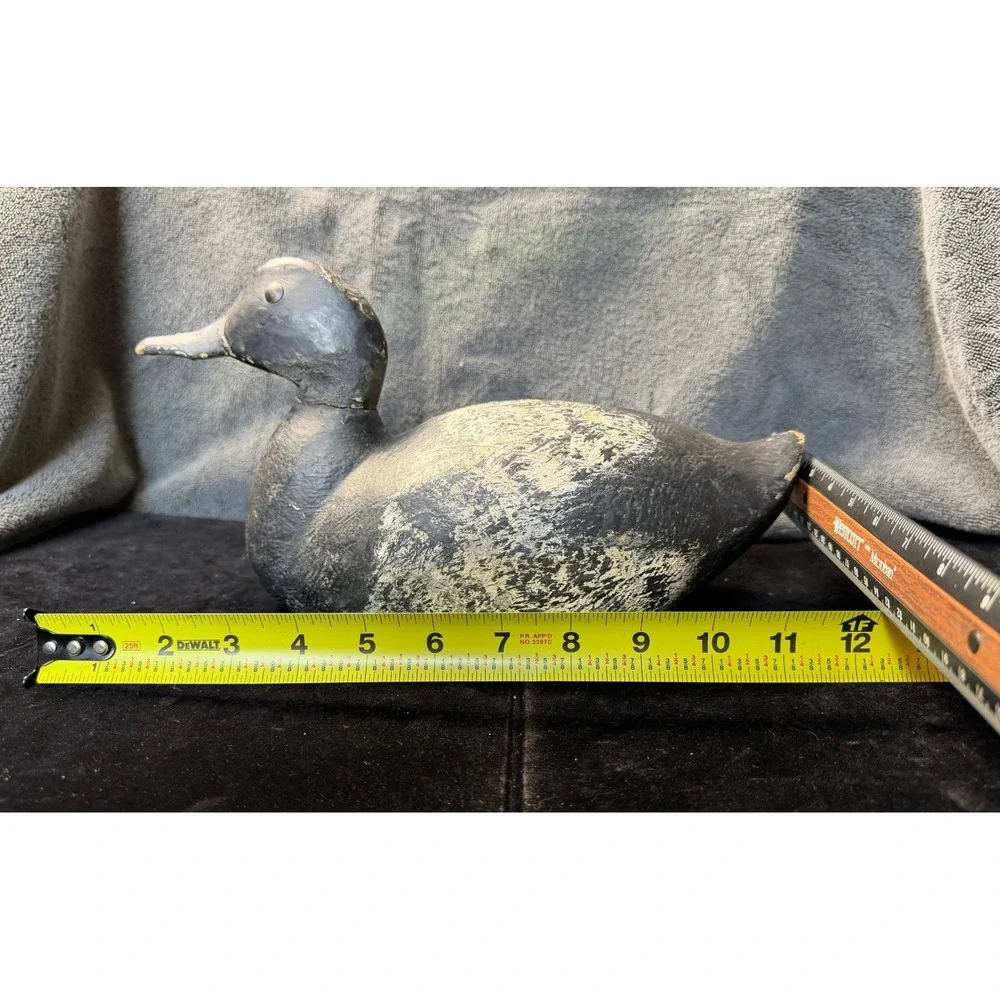 Vintage Hand Painted Wooden Duck Decoy Primitive Rustic Folk Art Hunting Decor